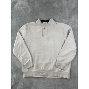 Orvis Signature Sweatshirt Mens Large Beige 1/4‎ Zip Snap Pullover